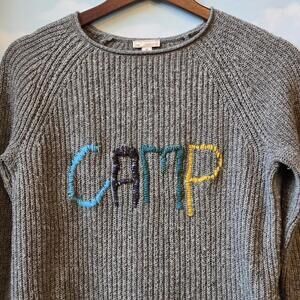 Upcycled Knit Sweater 'Camp' Retro Graphic